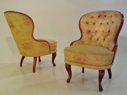 Pair antique `Emma` Slipper chairs, 1950`s ca, Swedish